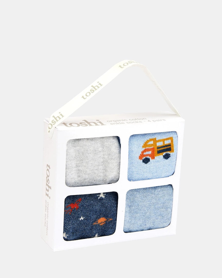 Organic Baby Ankle Socks Giftbox 4 Pairs