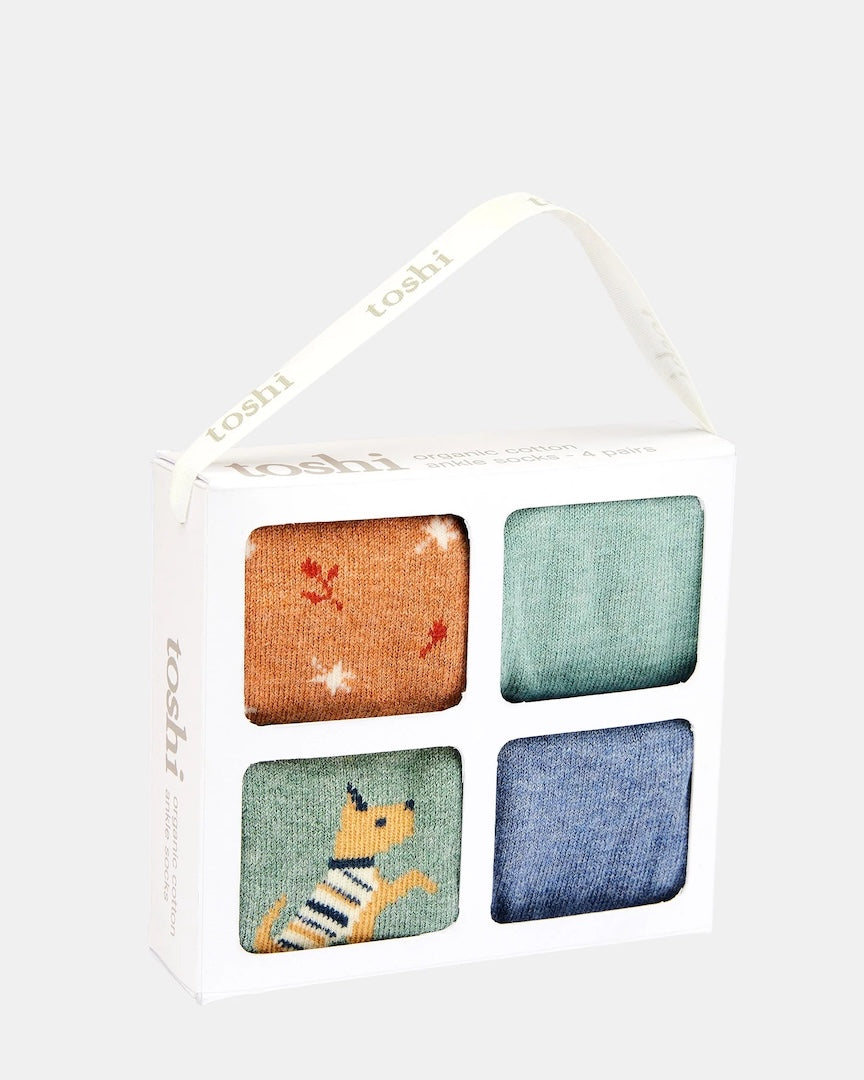 Organic Baby Ankle Socks Giftbox 4 Pairs