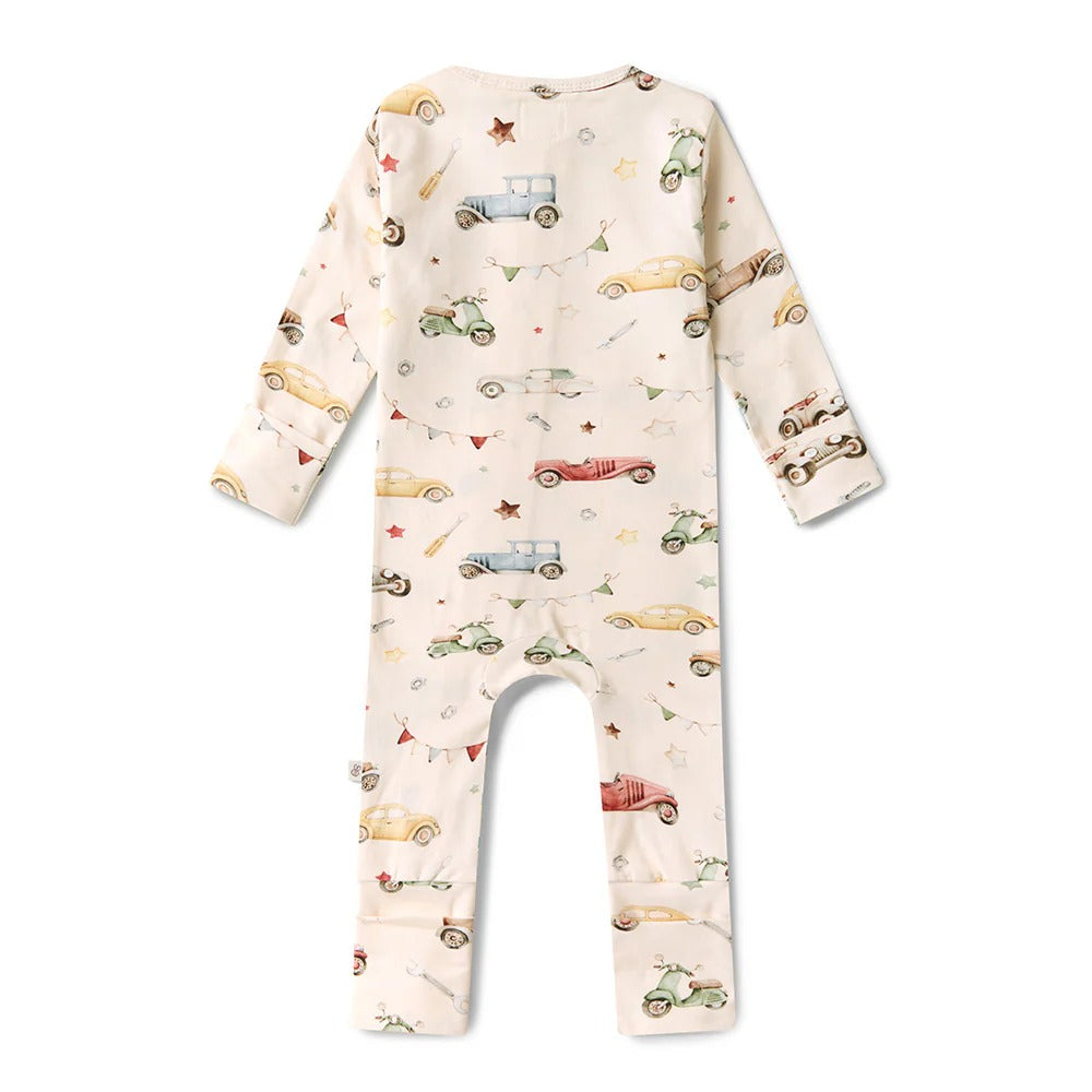 Vintage Cars Organic Snugglesuit Convertible Romper