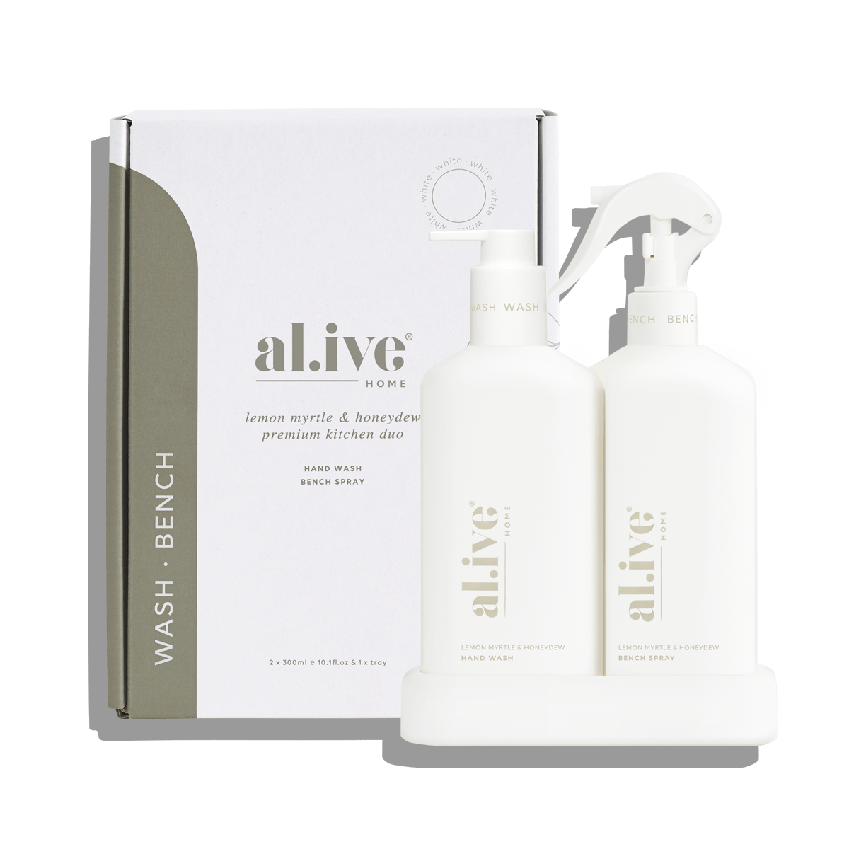 al.ive Kitchen Handwash Bench Spray Duo Lemon Myrtle and Honeydew