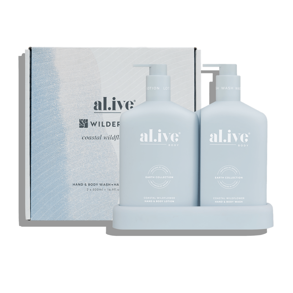 al.ive Coastal Wildflower Hand and Body Wash/Lotion Duo + Tray