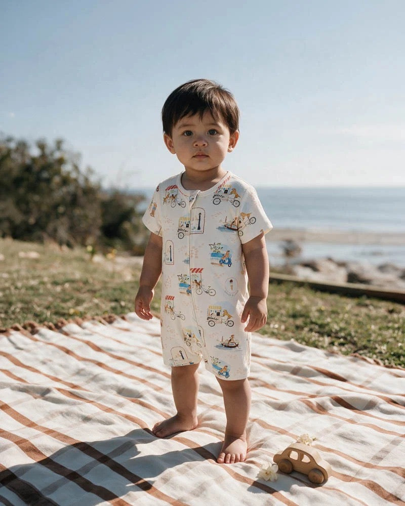 Alexi Organic Short Sleeve Zip Romper