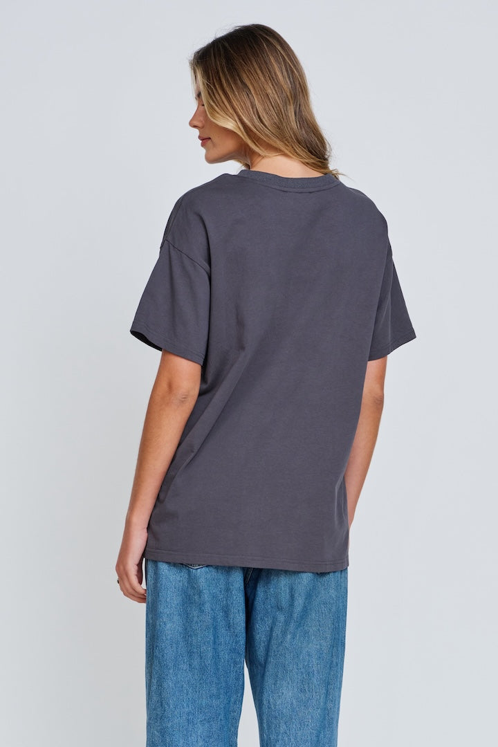 apéro Bold Printed Longline Tee - Charcoal / Lilac