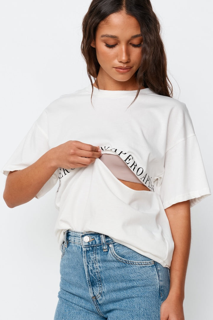 apéro Studio Printed Longline Tee -  White/Black