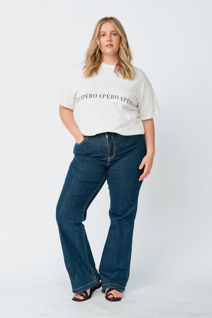 apéro Studio Printed Longline Tee -  White/Black