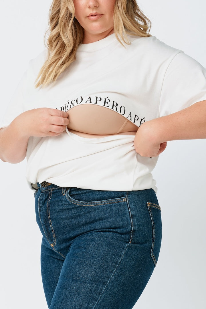 apéro Studio Printed Longline Tee -  White/Black