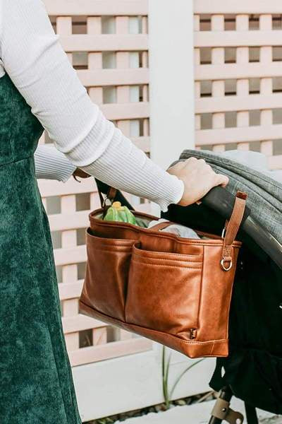 OiOi Signature Pram Caddy Organiser Tan