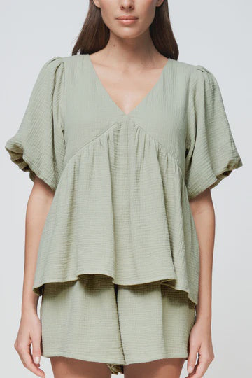 Santorini Babydoll Top - Sage
