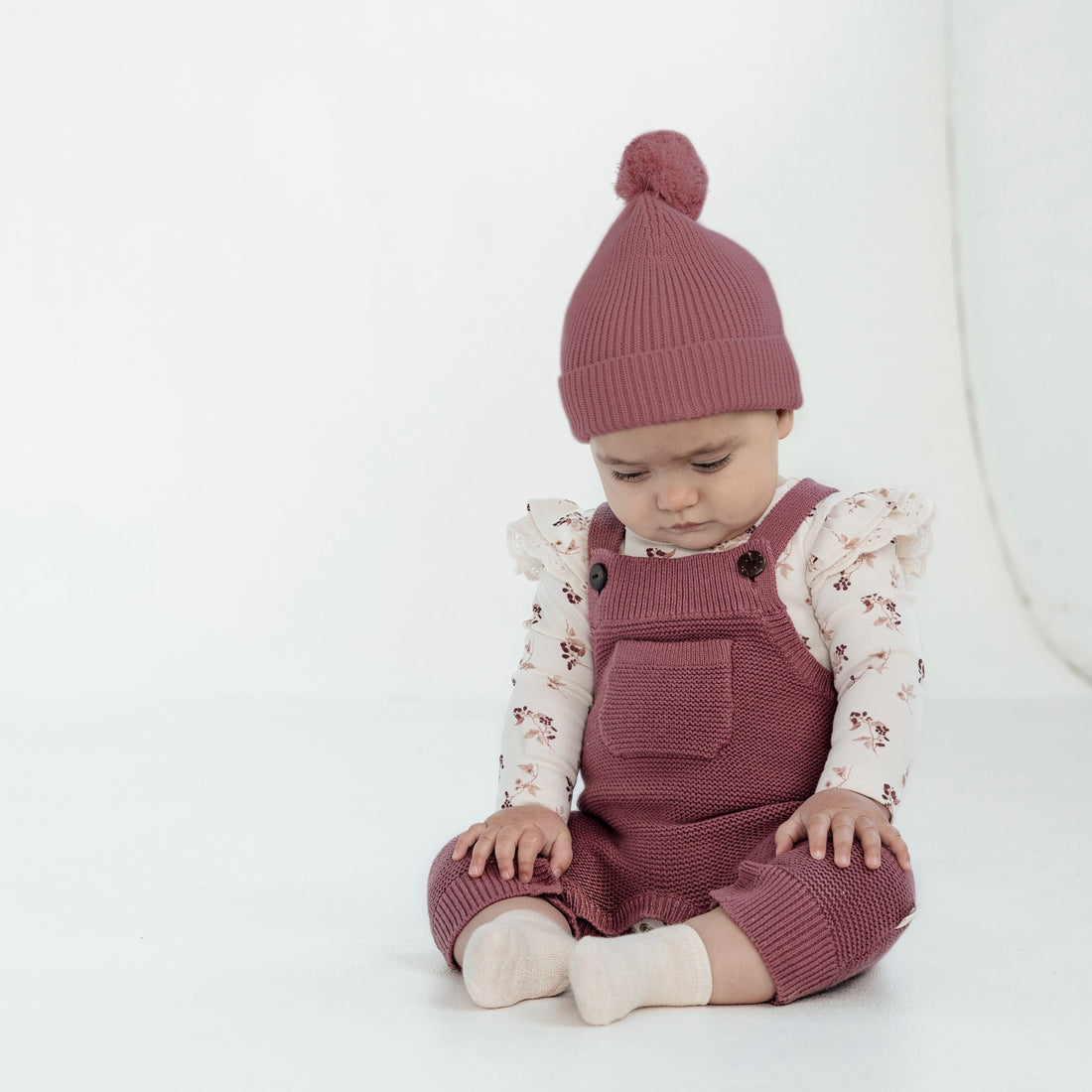 Berry Knit Pocket Overalls