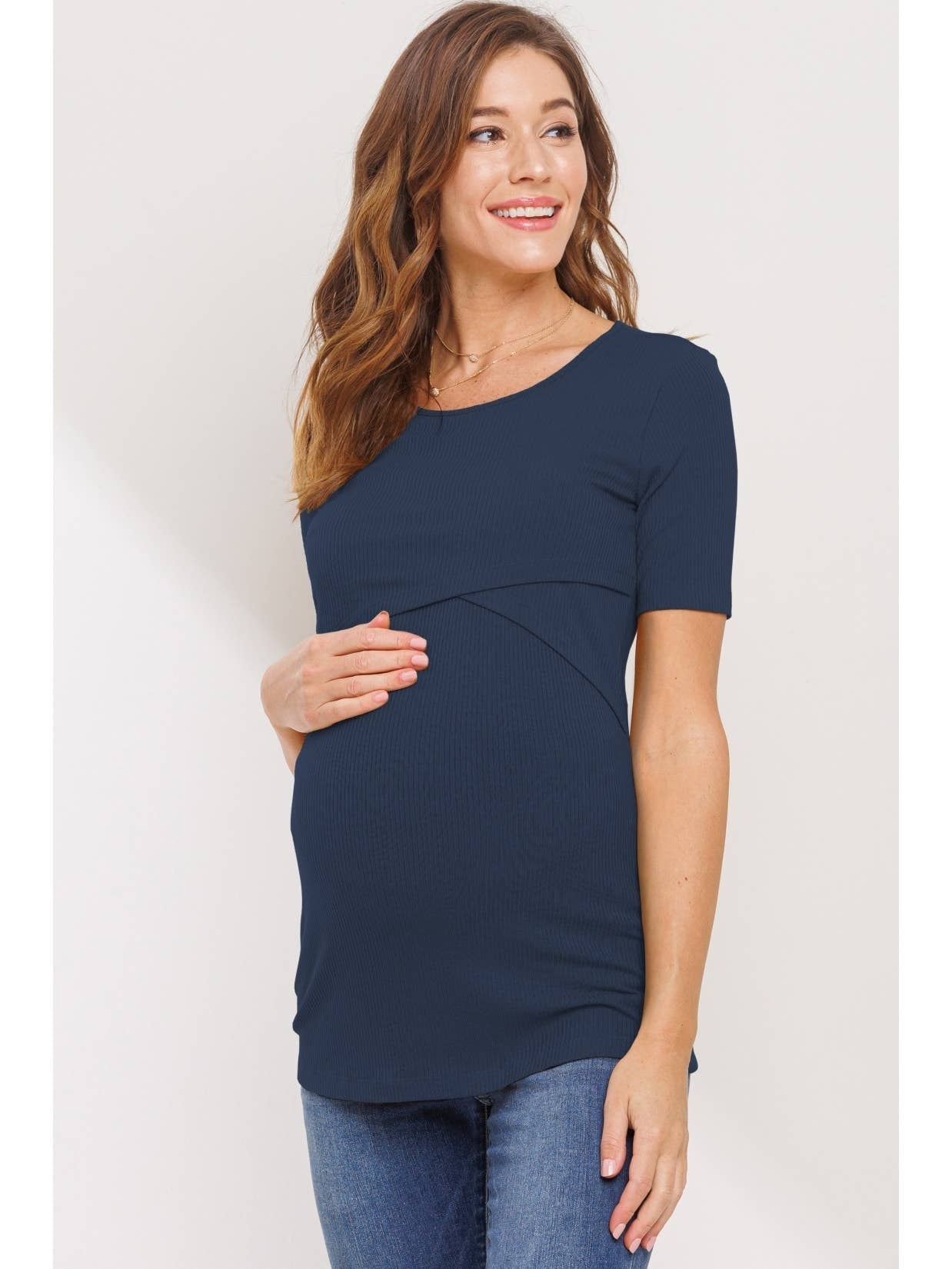 Rib Maternity Double Layered Bust Nursing Top