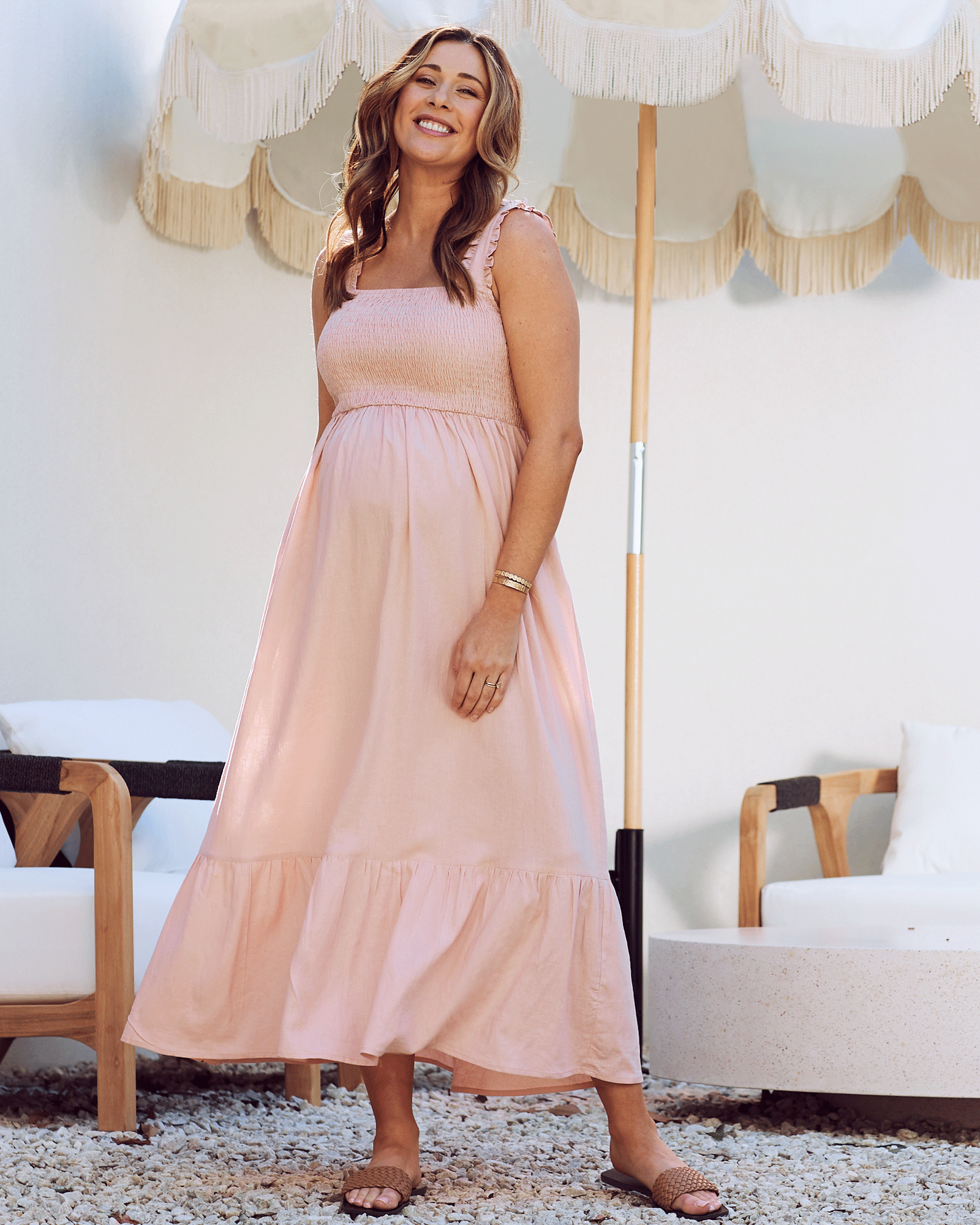 Blush pink maternity sales gown