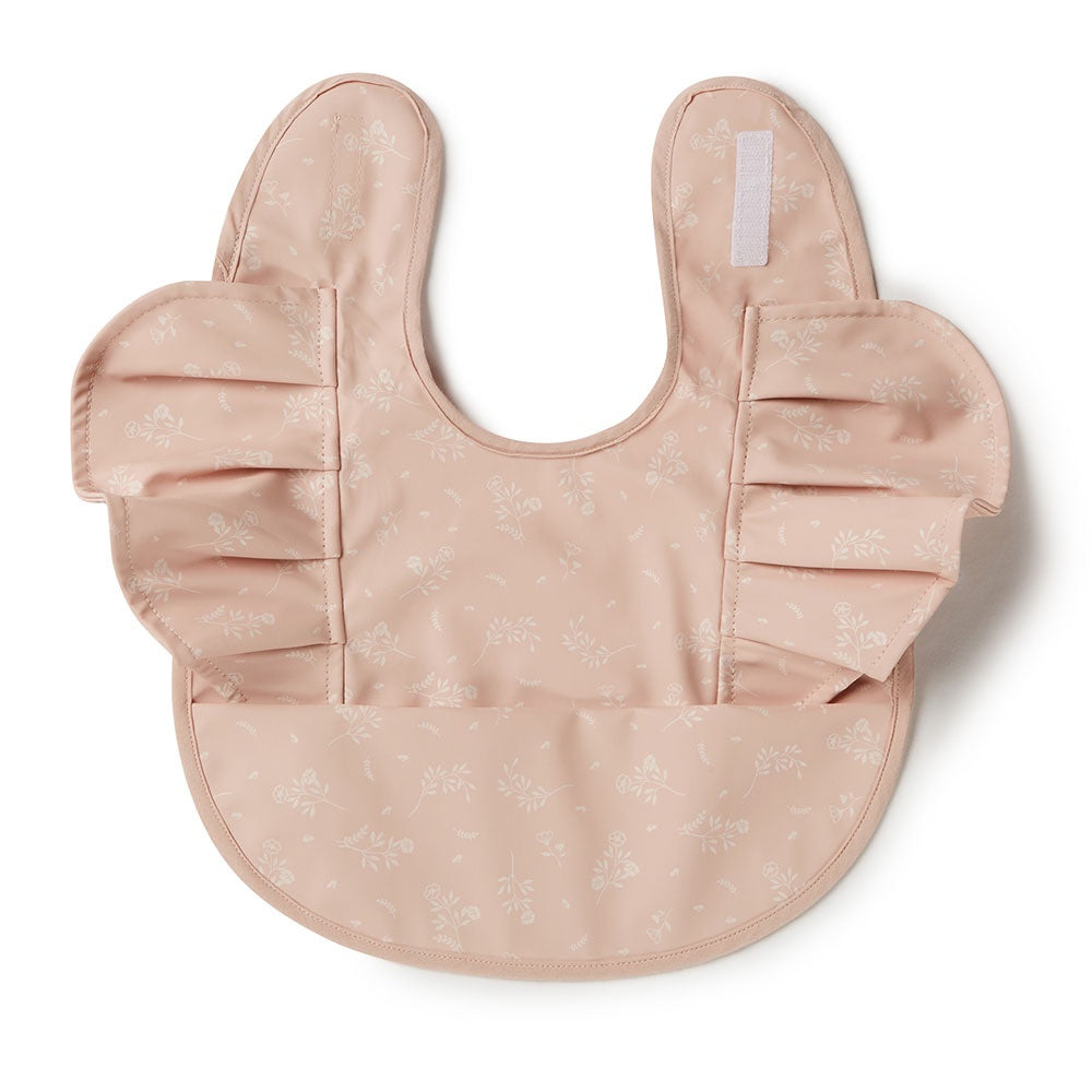 Dusty Rose Flower Waterproof Snuggle Bib Frills