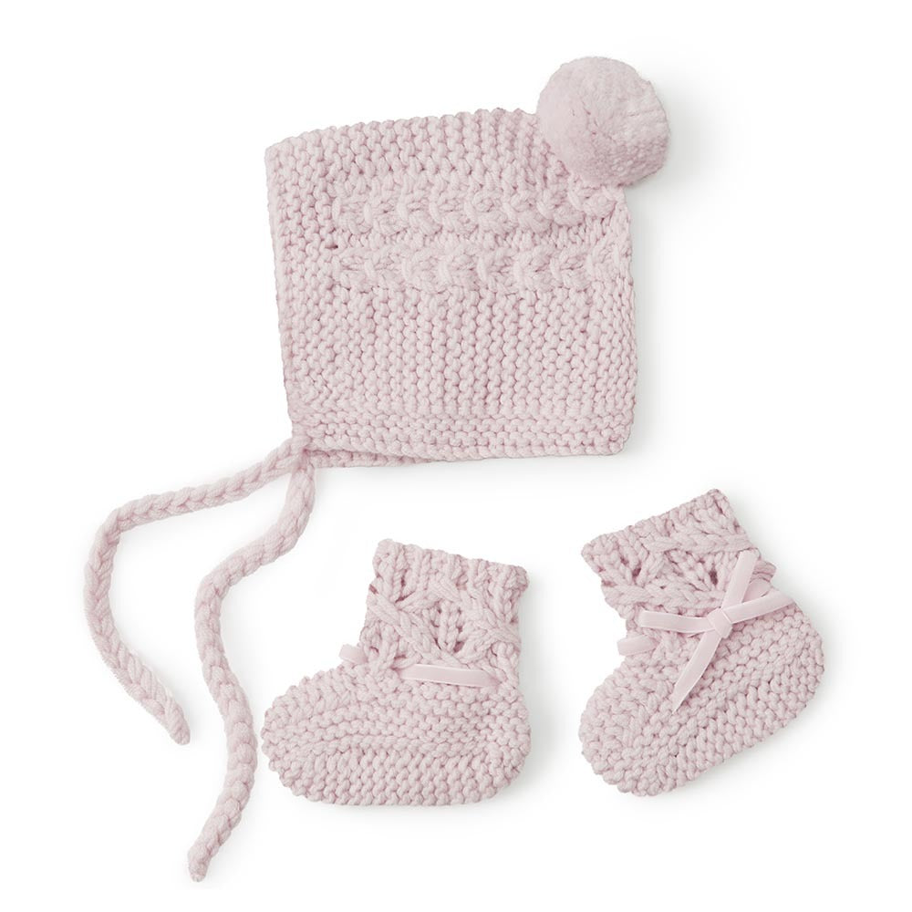Bonnet and Booties Pink
