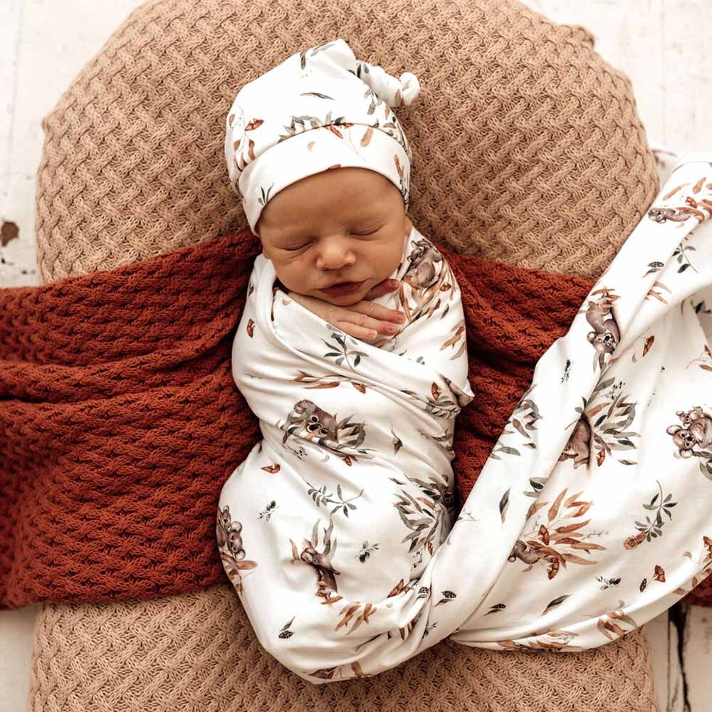 Snuggle Hunny Koala Baby Jersey Wrap and Beanie Set
