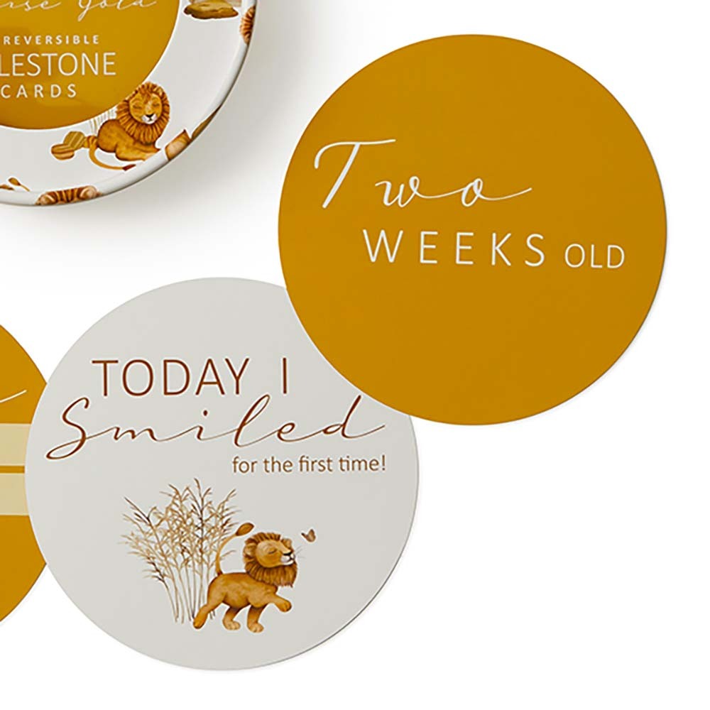 Lion and Sunrise Gold Reversible Milestone Cards