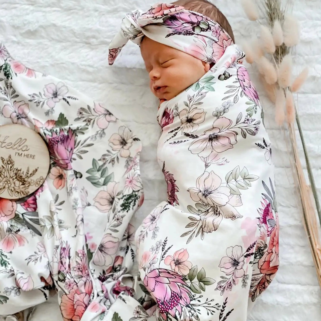 Snuggly Jacks Matilda Wrap and Top Knot Set