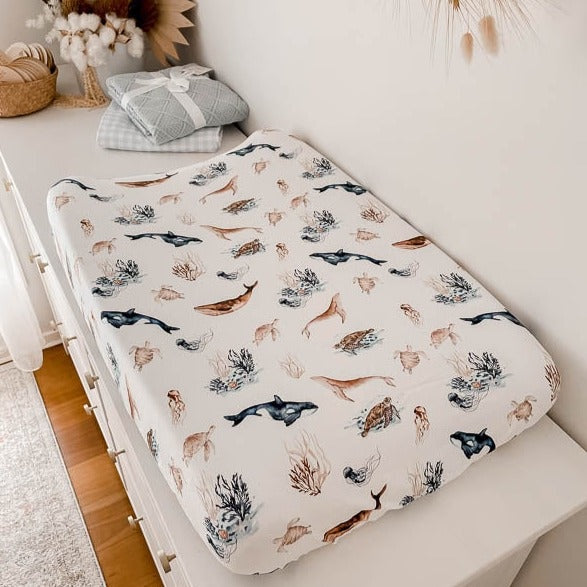 Snuggly Jacks Ocean Bassinet Sheet / Change Pad Cover