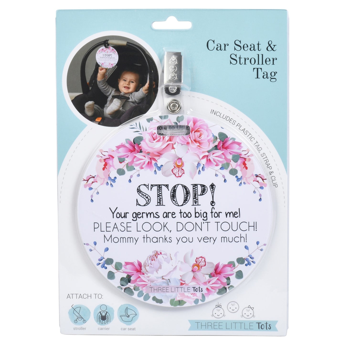 Stop! Germs Too Big Baby Pram Tag