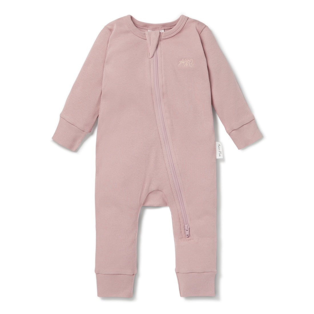 Rose Rib Zip Romper