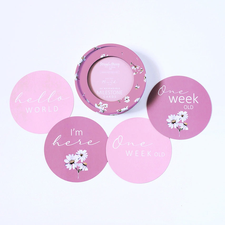 Milestone Cards Daisy and Musk Pink