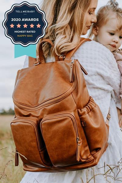 OiOi Signature Nappy Backpack - Tan Vegan Leather