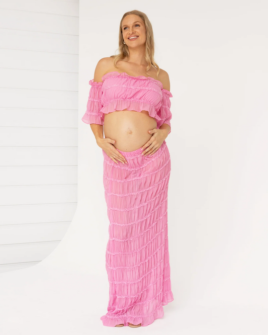 Marisol 2 piece Maternity Photoshoot Dress in Candy Pink