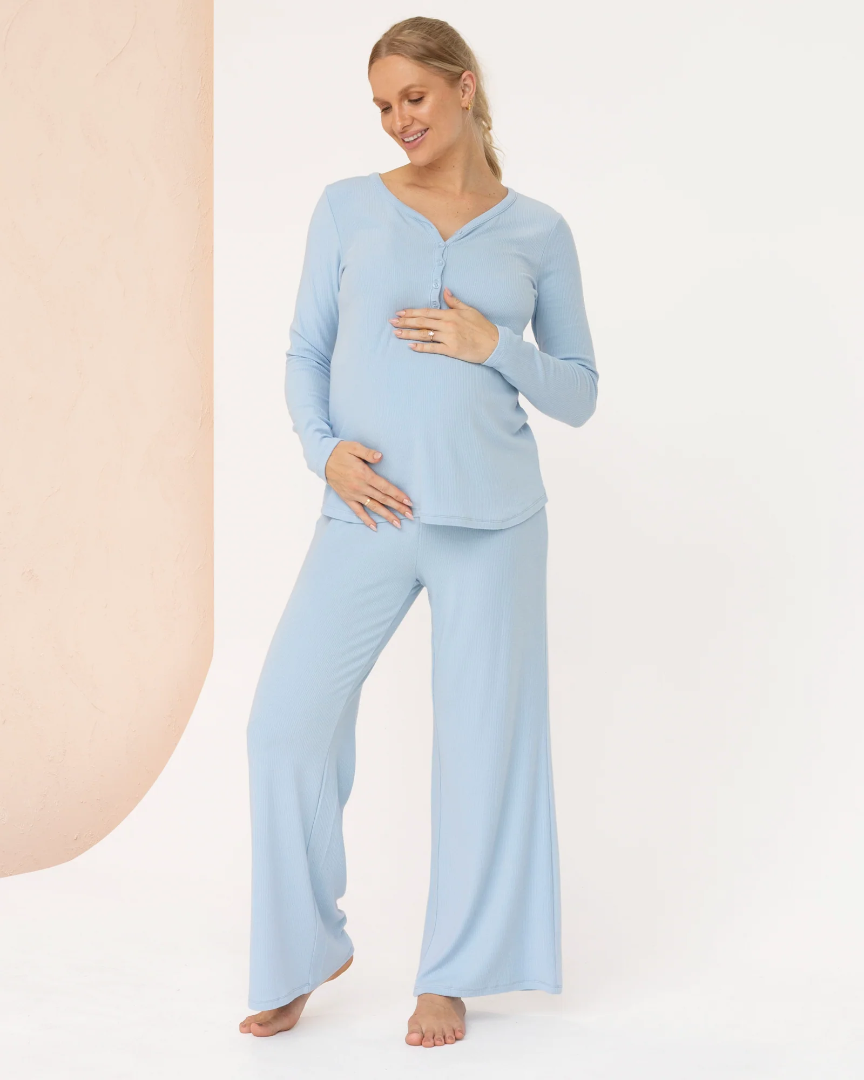 3-Piece Isabelle Maternity Sleepwear PJ set - Blue