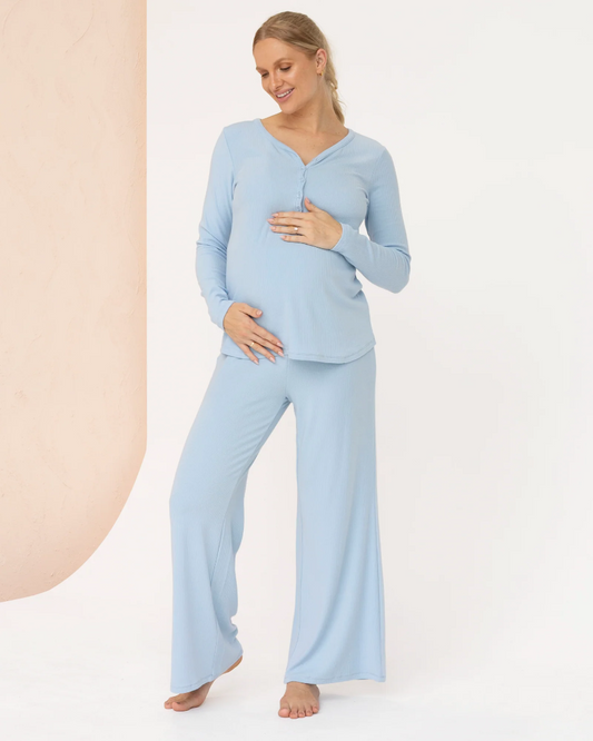 3-Piece Isabelle Maternity Sleepwear PJ set - Blue