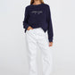 Apero Penelope Embroidered Panel Jumper -  Navy / White