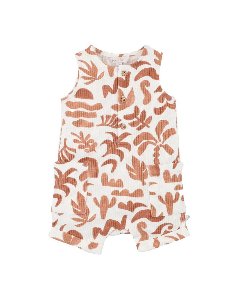 Abstract Oasis Print Mocha SS Zipsuit