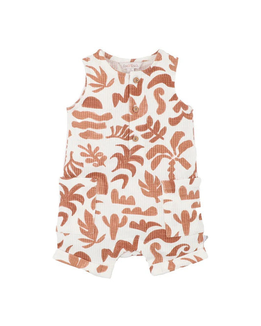 Abstract Oasis Print Mocha SS Zipsuit