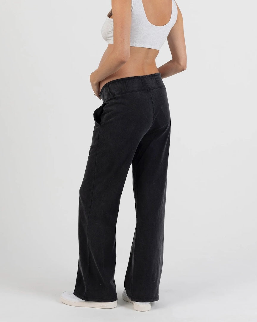 Acid Wash Black Cotton Maternity Pants