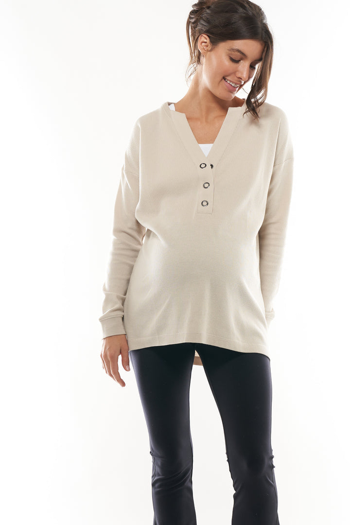 All For Us Waffle Henley Stone