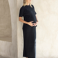 Zélie Wide Rib Maternity Midi Skirt in Black
