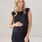 Anna Elegant Maternity Sleeveless Top in Black