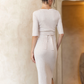 Annabella Maternity Knit Midi Dress Beige