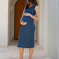 Annabella Knit Maternity Tank Dress in Teal