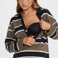 Apero Boston Stripe Jersey Top - Khaki / Black / White
