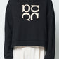 Apero Monogram Oversized V-Panel Cropped Jumper - Black / Beige