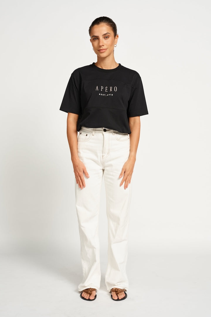 Apéro Origin Embroidered Tee - Black / Beige