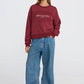 Apero Legacy Oversized Cropped Panel Jumper - Burgundy / White