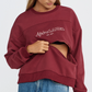 Apero Legacy Oversized Cropped Panel Jumper - Burgundy / White