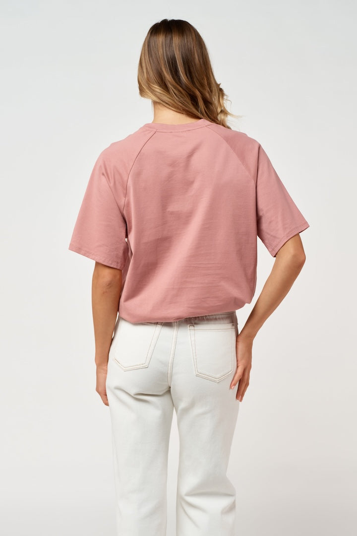 Apero Moma Embroidered Oversized tee -  Rose