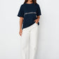 Apéro Studio Printed Longline Tee - Navy / White