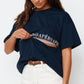 Apéro Studio Printed Longline Tee - Navy / White