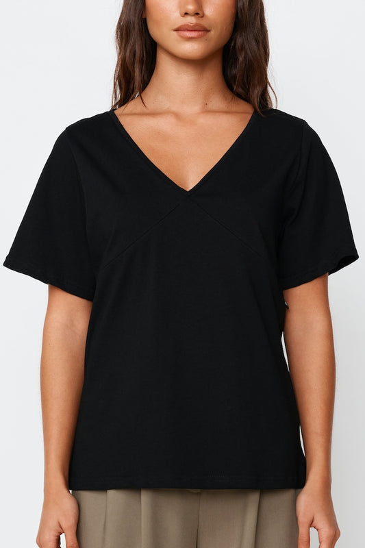 Apéro V-Neck Panel Tee Black