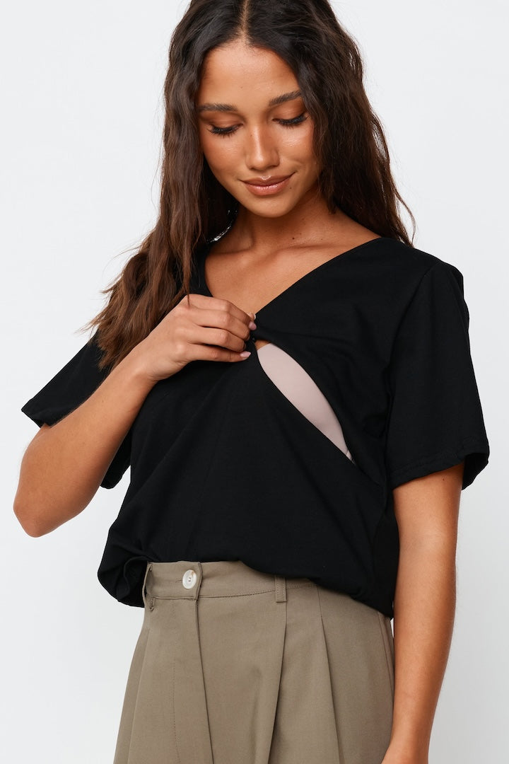 Apéro V-Neck Panel Tee Black