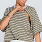 Apero Classique Stripe Box Cut Tee Khaki/Pink