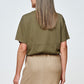 Apero Splice Embroidered Panel Tee Olive  Green / Cream