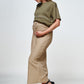 Apero Splice Embroidered Panel Tee Olive  Green / Cream